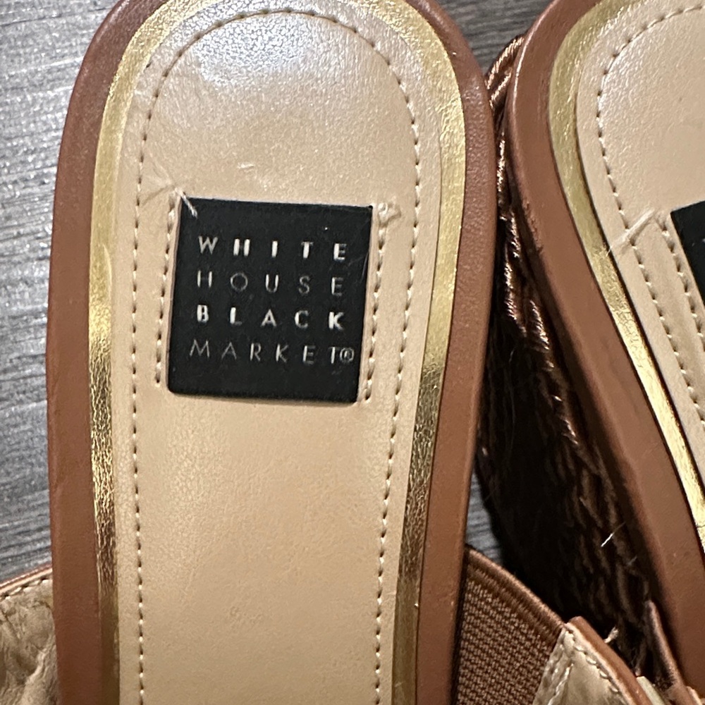White House Black Market Brown Studded Wedge Sandals - Picture 2 of 6